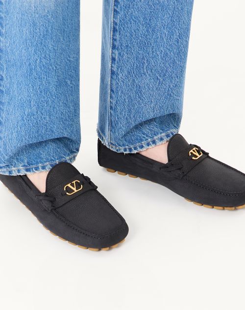 Valentino Garavani - Driver Fastaway Loafer Aus Hirschwildleder - Schwarz - Mann - Loafers Und Drivers